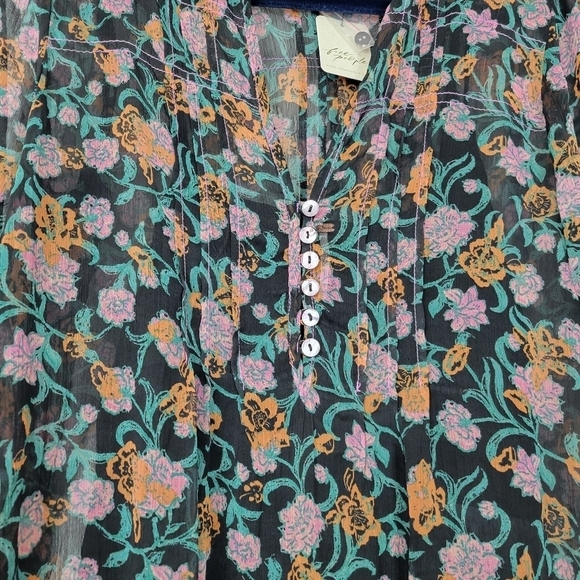 NWT Free People See It Through Floral Pleated Boho Maxi Dress Size Small - Picture 7 of 15